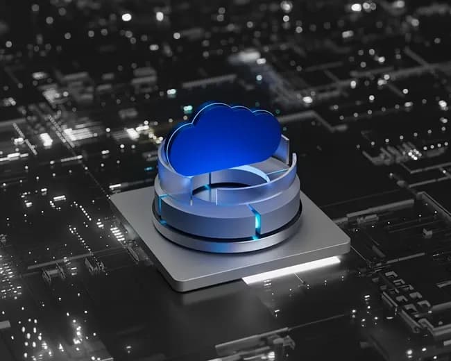 a cloud shape placed on a computer chip